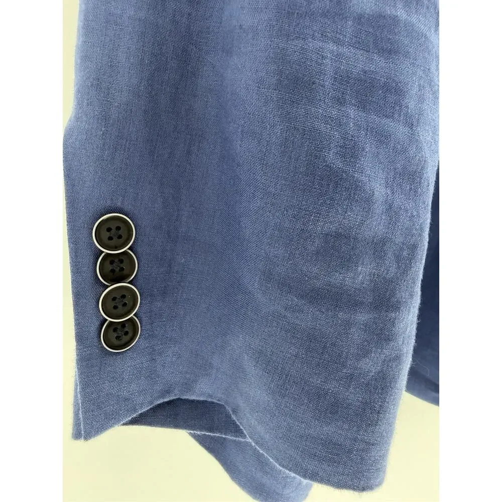 Tommy Hilfiger Mens Modern Fit 100% Linen Sport Coat Blazer 44R Blue - Picture 3 of 9